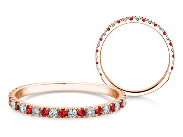 Verlobungsring Dusk mit Diamant und Farbedelstein in 14K Weißgold mit Rubin 0,19ct und Diamanten 0,19ct