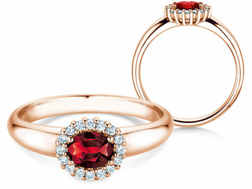 Verlobungsring Windsor Cross in 14K Weißgold mit Rubin 0,60ct und Diamanten 0,12ct