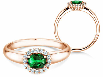 Verlobungsring Windsor Cross in 14K Weißgold mit Smaragd 0,60ct und Diamanten 0,12ct