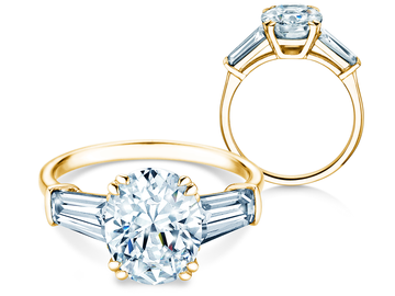 Verlobungsring Oval Tapered Baguette Labordiamant