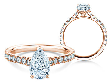 Verlobungsring Pear Pavé Labordiamant