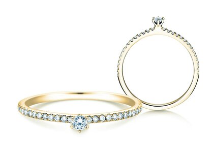 Verlobungsring Classic Pavé in 14K Gelbgold mit Diamanten 0,20ct G/SI