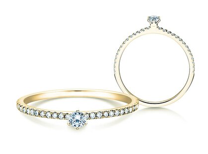 Verlobungsring Classic Pavé in 14K Gelbgold mit Diamanten 0,30ct G/SI