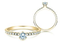 Verlobungsring Classic Pavé in 14K Gelbgold mit Diamanten 0,40ct G/SI