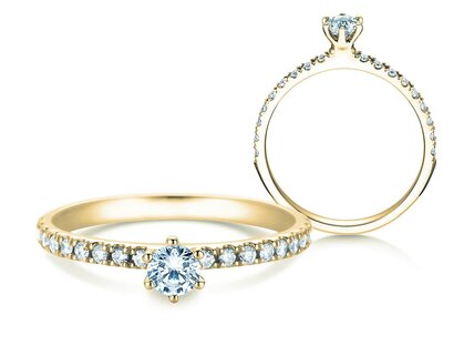 Verlobungsring Classic Pavé in 14K Gelbgold mit Diamanten 0,40ct G/SI