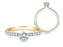 Verlobungsring Classic Pavé in 18K Gelbgold mit Diamanten 0,60ct G/SI