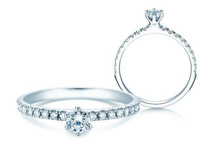 Verlobungsring Classic Pavé in Platin 950/- mit Diamanten 0,40ct