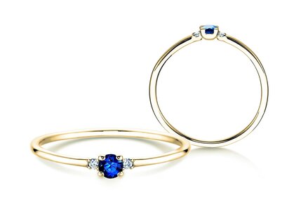 Verlobungsring Vivid Petite in 14K Gelbgold mit Saphir 0,08ct und Diamanten 0,02ct