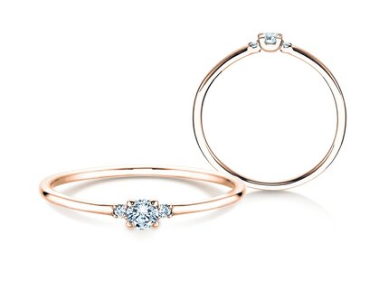 Verlobungsring Glory Petite Diamant in 14K Roségold mit Diamanten 0,10ct G/SI