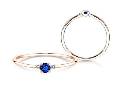 Verlobungsring Glory Petite in 14K Roségold mit Saphir 0,08ct und Diamanten 0,02ct