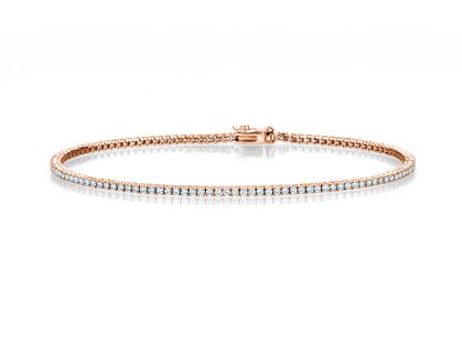 Tennisarmband Modern in 18K Roségold mit Diamanten 1,02ct G/SI, 17cm