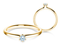 Verlobungsring Classic 6 in 14K Gelbgold mit Diamant 0,10ct G/SI