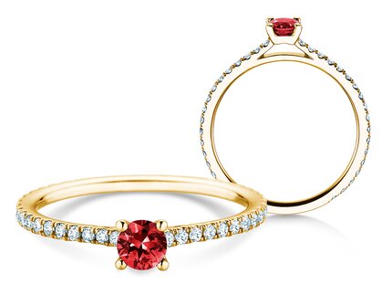 Verlobungsring Bright in 14K Gelbgold mit Rubin 0,20ct und Diamanten 0,27ct