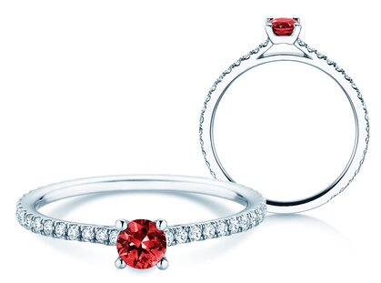 Verlobungsring Bright in Platin 950/- mit Rubin 0,20ct und Diamanten 0,27ct