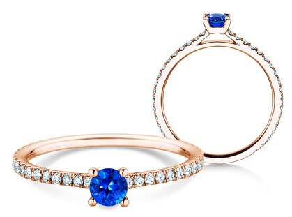 Verlobungsring Bright in 14K Roségold mit Saphir 0,20ct und Diamanten 0,27ct