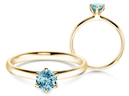 Verlobungsring Classic Colour in 18K Gelbgold mit Blautopas 0,50ct