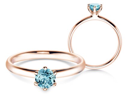 Verlobungsring Classic Colour in 18K Roségold mit Blautopas 0,50ct