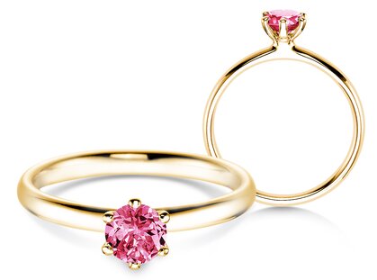 Verlobungsring Classic Colour in 18K Gelbgold mit Pinker Turmalin 0,50ct