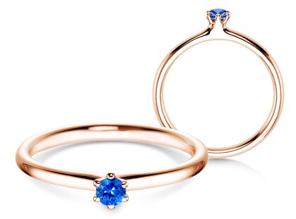 Verlobungsring Classic Colour in 14K Roségold mit Saphir 0,05ct