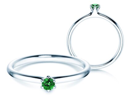 Verlobungsring Classic Colour in Silber 925/- mit Smaragd 0,05ct