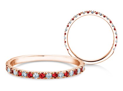 Verlobungsring Dusk mit Diamant und Farbedelstein in 14K Roségold mit Rubin 0,19ct und Diamanten 0,19ct