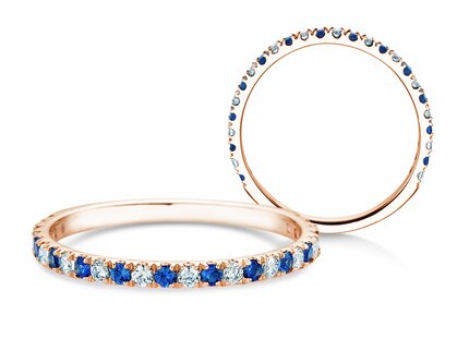 Verlobungsring Dusk mit Diamant und Farbedelstein in 14K Roségold mit Saphir 0,19ct und Diamanten 0,19ct