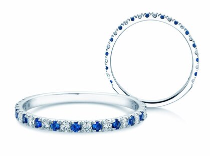 Verlobungsring Dusk mit Diamant und Farbedelstein in Platin 950/- mit Saphir 0,19ct und Diamanten 0,19ct