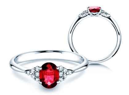 Verlobungsring Glory in Platin 950/- mit Rubin 1,00ct und Diamanten 0,12ct