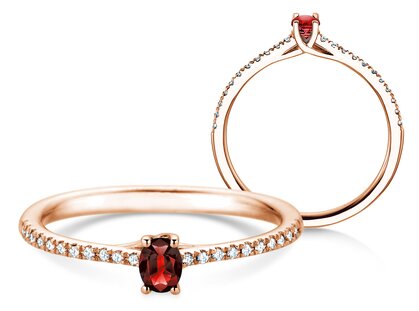 Verlobungsring Glow Pavé in 14K Roségold mit Rubin 0,25ct und Diamanten 0,09ct