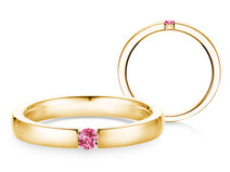 Verlobungsring Infinity Colour in 18K Gelbgold mit Pinker Turmalin 0,10ct