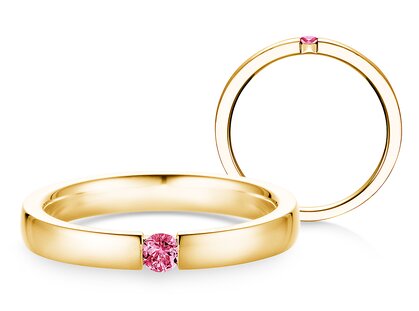 Verlobungsring Infinity Colour in 18K Gelbgold mit Pinker Turmalin 0,10ct