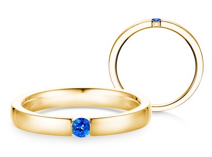 Verlobungsring Infinity Colour in 14K Gelbgold mit Saphir 0,03ct