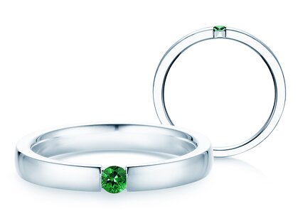 Verlobungsring Infinity Colour in Platin 950/- mit Smaragd 0,03ct