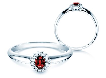 Verlobungsring Jolie in Platin 950/- mit Rubin 0,25ct und Diamanten 0,06ct