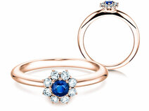 Verlobungsring Lovely in 14K Roségold mit Saphir 0,10ct und Diamanten 0,15ct