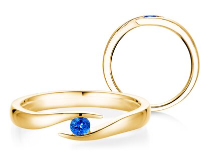 Verlobungsring Twist Colour in 14K Gelbgold mit Saphir 0,05ct