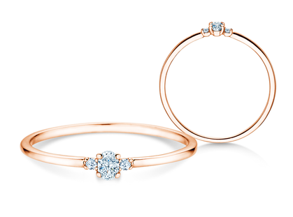 Verlobungsring Glory Petite Oval Cut in 18K Roségold mit Diamanten 0,10ct G/SI