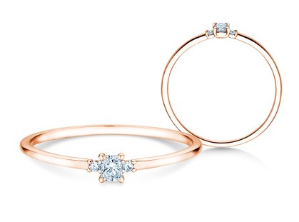 Verlobungsring Glory Petite Radiant Cut in 14K Roségold mit Diamanten 0,10ct G/SI