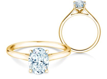 Verlobungsring Oval Cut in 14K Gelbgold mit Diamant 0,25ct G/SI