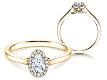 Verlobungsring Pear Shape in 18K Gelbgold mit Diamanten 0,40ct G/SI