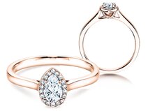 Verlobungsring Pear Shape in 18K Roségold mit Diamanten 0,40ct G/SI