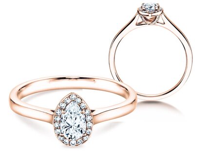 Verlobungsring Pear Shape in 14K Roségold mit Diamanten 0,40ct G/SI