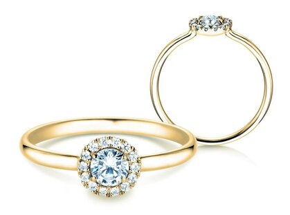 Verlobungsring Flower in 14K Gelbgold mit Diamanten 0,33ct G/SI