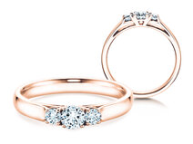 Verlobungsring 3 Stones in 18K Roségold mit Diamanten 0,40ct G/SI