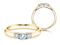 Verlobungsring 3 Stones in 18K Gelbgold mit Diamanten 0,40ct G/SI