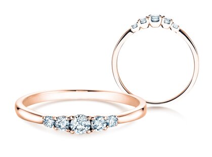 Verlobungsring 5 Diamonds in 14K Roségold mit Diamanten 0,15ct G/SI