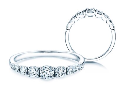 Verlobungsring 9 Diamonds in Platin 950/- mit Diamanten 0,27ct G/SI