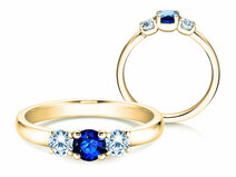 Verlobungsring Glory Petite in 18K Gelbgold mit Saphir 0,30ct und Diamanten 0,30ct