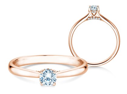 Verlobungsring Classic 4 Hidden Halo in 14K Roségold mit Diamanten 0,30ct G/SI