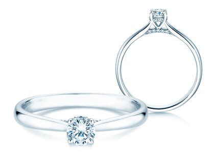 Verlobungsring Classic 4 Hidden Halo in Platin 950/- mit Diamanten 0,30ct G/SI